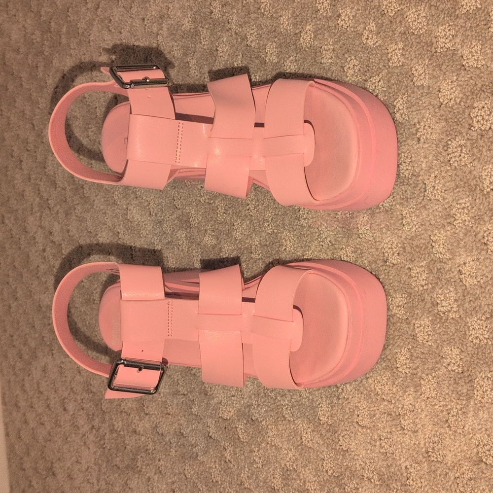 Steve Madden Pink Platform Chunky Heeled Sandals - Picture 2 of 13